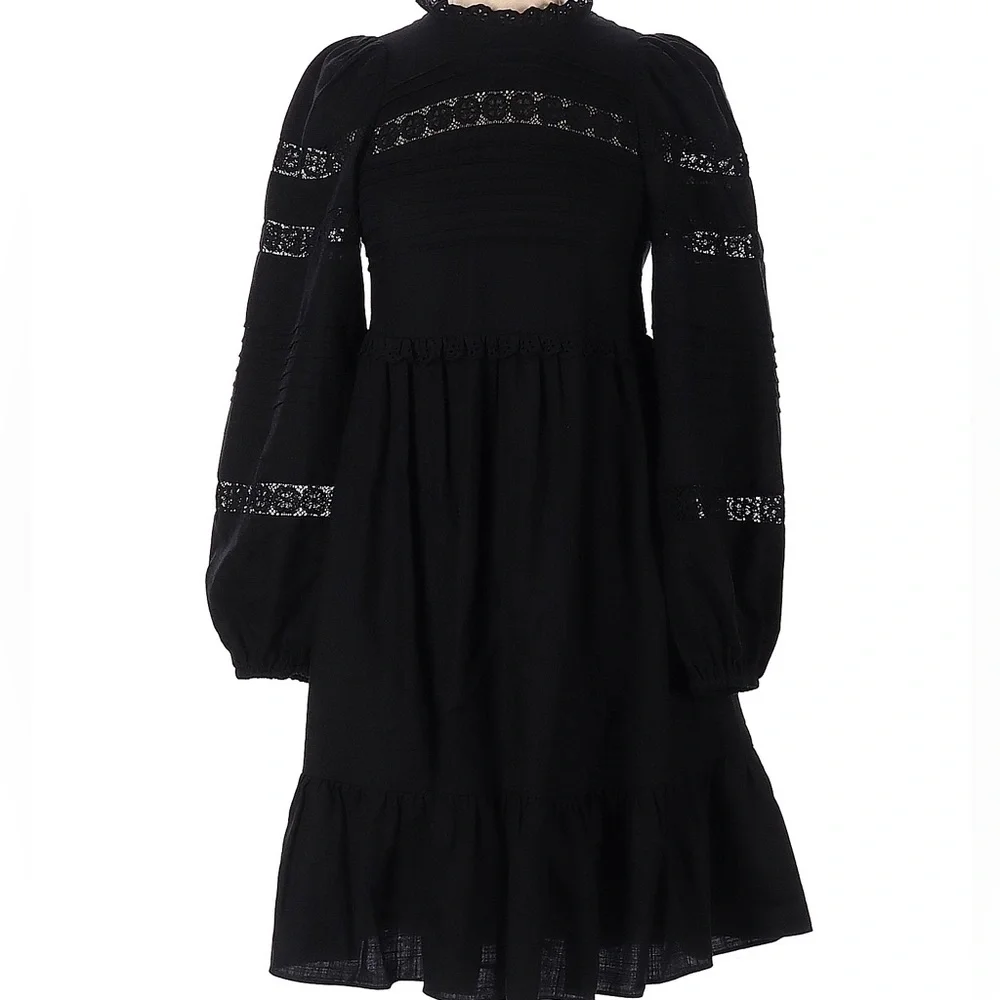NWT boho black poplin lace cotton dress by & other stories sz 00 Host Pick!! Xxs - Picture 3 of 5